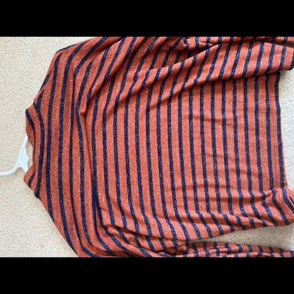 striped cropped mock long sleeve t-shirt - Picture 4 of 4